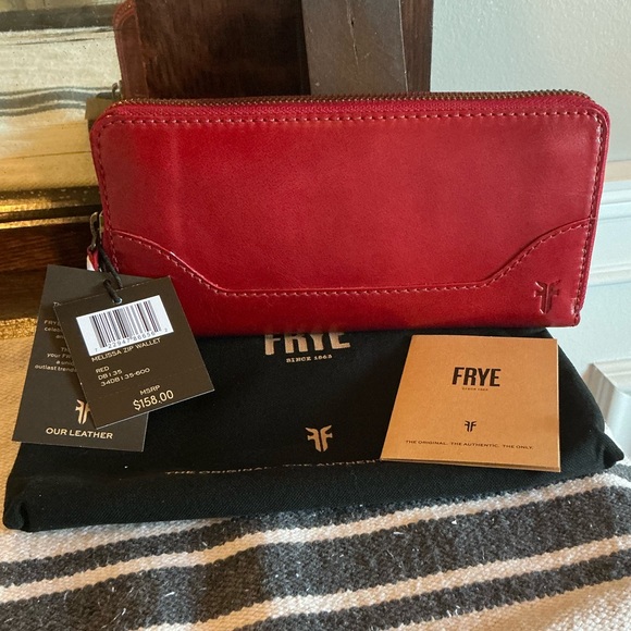 Frye Handbags - NWT Frye Leather Melissa Zip Around Wallet Red Retail $158